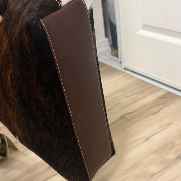 Elegant Brown and White Shoulder Bag. Made in Italy real leather - Picture 5 of 5